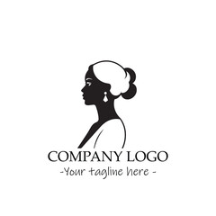 a woman silhouette black and white illustration for logo company vector image
