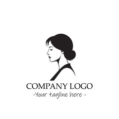 a woman silhouette black and white illustration for logo company vector image
