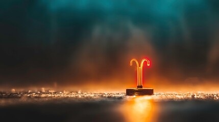 Glowing ram symbol on dark background