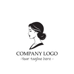 a woman silhouette black and white illustration for logo company vector image
