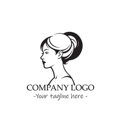 a woman silhouette black and white illustration for logo company vector image