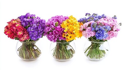 Obraz premium Colorful Bouquets for Wedding Preparation in Bright Shop