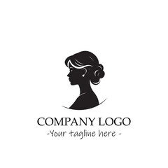 a woman silhouette black and white illustration for logo company vector image