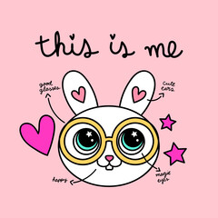 VECTOR ILLUSTRATION OF A RABBIT WITH CUTE EYES AND GLASSES