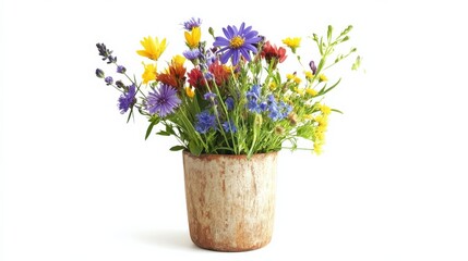 Rustic Arrangement of Wildflowers in a Vase