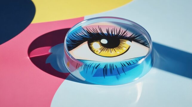 Vibrant Contact Lens Packaging on Isolated Background