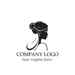 a woman silhouette black and white illustration for logo company vector image