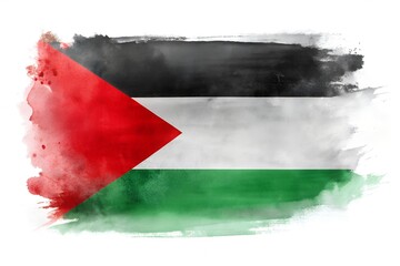 Palestine flag painted in watercolor with soft brushstrokes. Palestine Flag Painted in Watercolor with Soft Brushstrokes