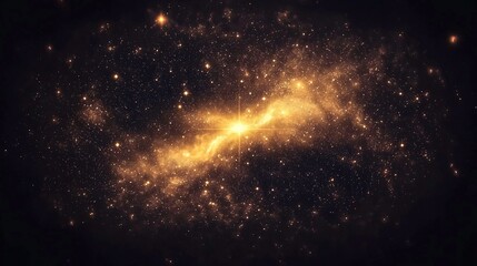 Fototapeta premium Golden cosmic dust cloud in dark space
