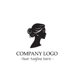 a woman silhouette black and white illustration for logo company vector image