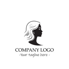 a woman silhouette black and white illustration for logo company vector image