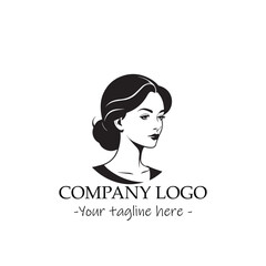 a woman silhouette black and white illustration for logo company vector image