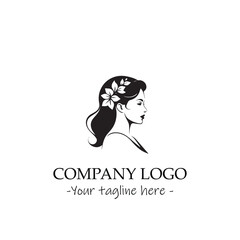 a woman silhouette black and white illustration for logo company vector image