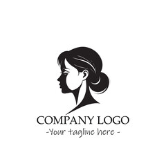 a woman silhouette black and white illustration for logo company vector image