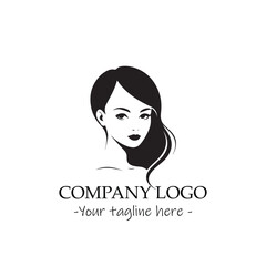 a woman silhouette black and white illustration for logo company vector image
