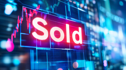 Financial market action sold sign digital trading environment interactive data visualization modern viewpoint