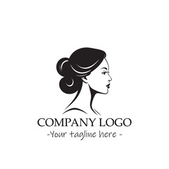 a woman silhouette black and white illustration for logo company vector image