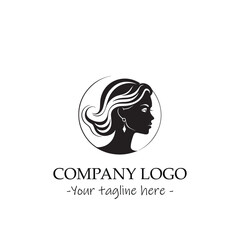 a woman silhouette black and white illustration for logo company vector image
