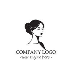 a woman silhouette black and white illustration for logo company vector image