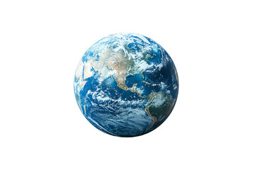 Fototapeta premium Earth globe with vibrant colors representing continents and oceans, white isolate background.