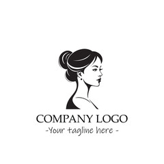 a woman silhouette black and white illustration for logo company vector image