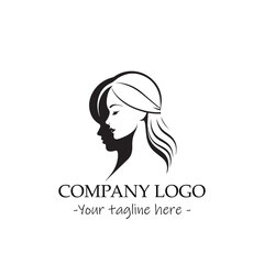 a woman silhouette black and white illustration for logo company vector image