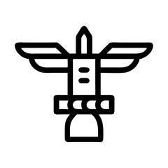 Totem pole illustration in minimalistic style with black lines  