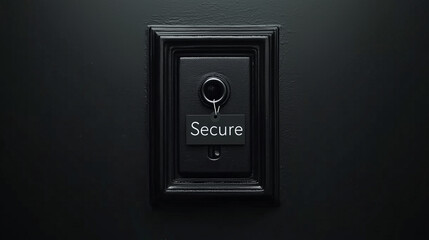Secure Keyhole on Wall with Black Frame Background