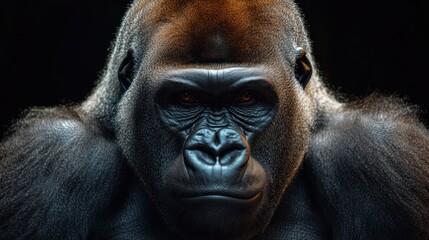 Obraz premium Magnificent Portrait of a Powerful Alpha Male African Gorilla with Intense Gaze
