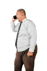 Angry Businessman Yelling on the Phone in Frustration