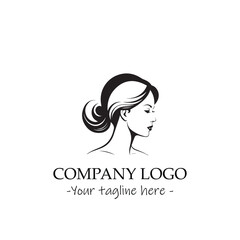 a woman silhouette black and white illustration for logo company vector image