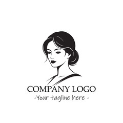 a woman silhouette black and white illustration for logo company vector image