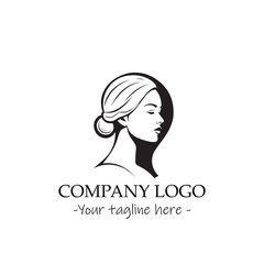 a woman silhouette black and white illustration for logo company vector image