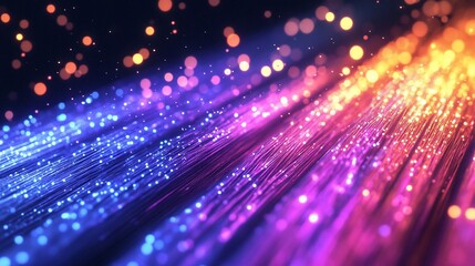 Obraz premium Abstract Colorful Light Trails: A Digital Symphony of Vibrant Hues and Glowing Particles