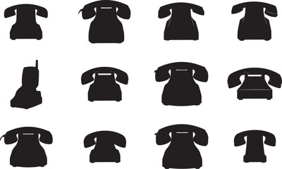 Set of Old Phones Silhouette