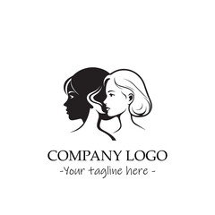 a woman silhouette black and white illustration for logo company vector image
