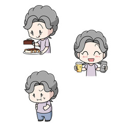 高血圧の原因のイラスト3パターン高齢女性