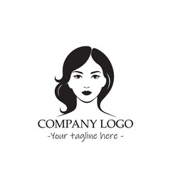 a woman silhouette black and white illustration for logo company vector image