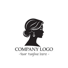 a woman silhouette black and white illustration for logo company vector image