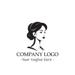a woman silhouette black and white illustration for logo company vector image