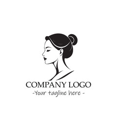 a woman silhouette black and white illustration for logo company vector image