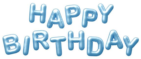 3D画像_風船_HAPPY BIRTHDAY_水色