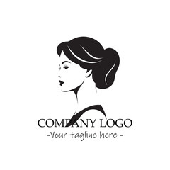 a woman silhouette black and white illustration for logo company vector image