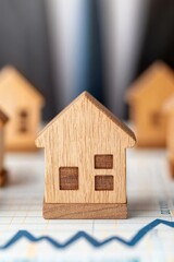 Real estate investing concept. Model house on graph paper representing real estate market trends.