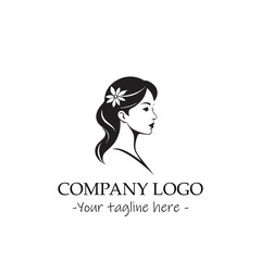 a woman silhouette black and white illustration for logo company vector image