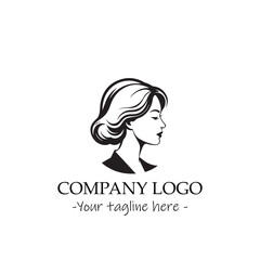 a woman silhouette black and white illustration for logo company vector image