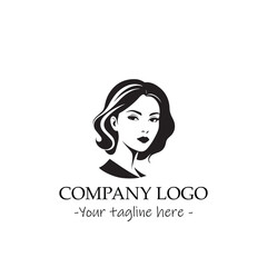 a woman silhouette black and white illustration for logo company vector image