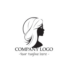 a woman silhouette black and white illustration for logo company vector image