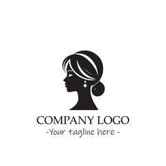 a woman silhouette black and white illustration for logo company vector image
