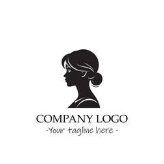 a woman silhouette black and white illustration for logo company vector image